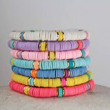 Colorful Heishi Beaded Bracelet for Women, Summer Beach Style Stretch Jewelry