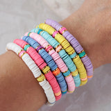 Colorful Heishi Beaded Bracelet for Women, Summer Beach Style Stretch Jewelry