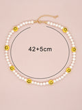 YASTYT Freshwater Pearl Choker Yellow Smiley Bead Necklace
