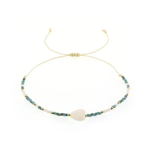 Vintage Beaded Bracelets For Women Heart Pendant Bangle Jewelry