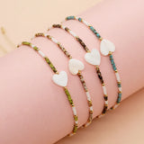 Vintage Beaded Bracelets For Women Heart Pendant Bangle Jewelry