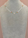 Rainbow Colorful Letter A-Z Beaded Necklace Chain Boho Women Jewelry