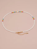 Rainbow Colorful Letter A-Z Beaded Necklace Chain Boho Women Jewelry