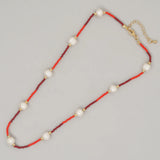 Colorful Boho Pearl Choker Necklace for Women
