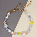 YASTYT Pearl Bracelet Daisy Bracelets Colorful Flower Y2K Jewelry for Women