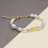 YASTYT Pearl Bracelet Daisy Bracelets Colorful Flower Y2K Jewelry for Women