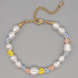 YASTYT Pearl Bracelet Daisy Bracelets Colorful Flower Y2K Jewelry for Women