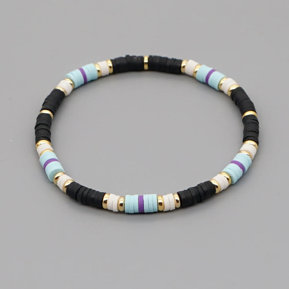 Men's Colored Beaded Polymer Clay Bracelet