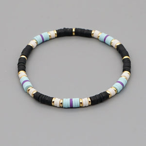 Men's Colored Beaded Polymer Clay Bracelet