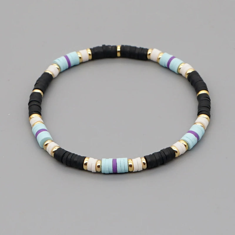 Men's Colored Beaded Polymer Clay Bracelet