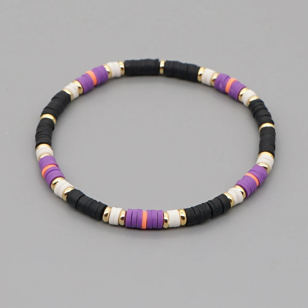 Men's Colored Beaded Polymer Clay Bracelet