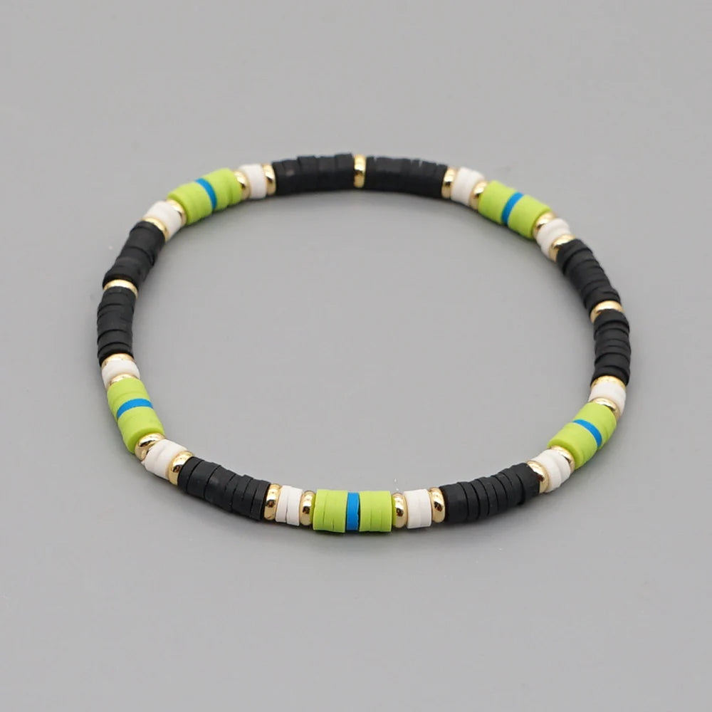 Men's Colored Beaded Polymer Clay Bracelet