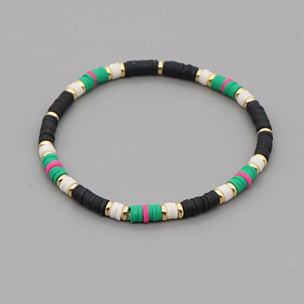 Men's Colored Beaded Polymer Clay Bracelet
