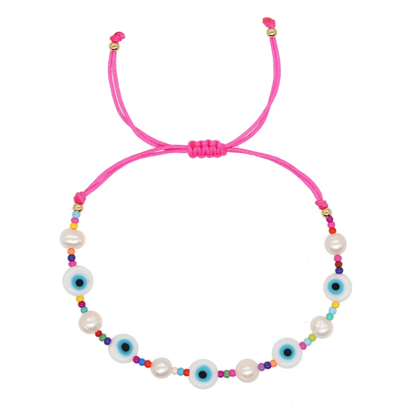 YASTYT Red Friendship Bracelet Lapis Lazuli Eye Colorful Freshwater Pearls Bead