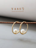 925 Silver Pearl Hoop Earrings 18K Plated Wedding Jewelry Accessories
