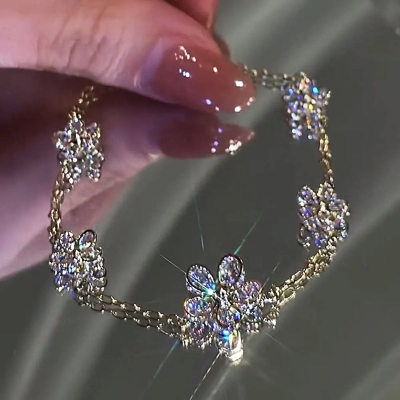 Sweet Flower Bracelets Crystal Accessories Jewelry Gift