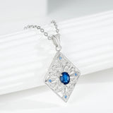 925 Silver Flower Pendant with Emerald CZ Inlay Necklace