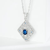 925 Silver Flower Pendant with Emerald CZ Inlay Necklace