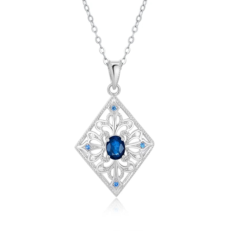 925 Silver Flower Pendant with Emerald CZ Inlay Necklace