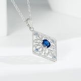 925 Silver Flower Pendant with Emerald CZ Inlay Necklace
