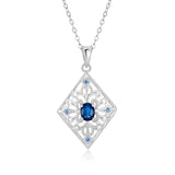 925 Silver Flower Pendant with Emerald CZ Inlay Necklace