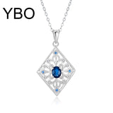 925 Silver Flower Pendant with Emerald CZ Inlay Necklace