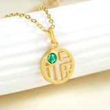 Emerald Pendant 925 Sterling Silver Fine Jewelry 18K Plated Round Necklace