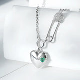 Heart Necklace 925 Sterling Silver Emerald Pendant Jewelry