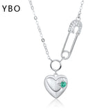 Heart Necklace 925 Sterling Silver Emerald Pendant Jewelry