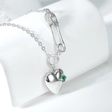 Heart Necklace 925 Sterling Silver Emerald Pendant Jewelry