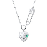 Heart Necklace 925 Sterling Silver Emerald Pendant Jewelry
