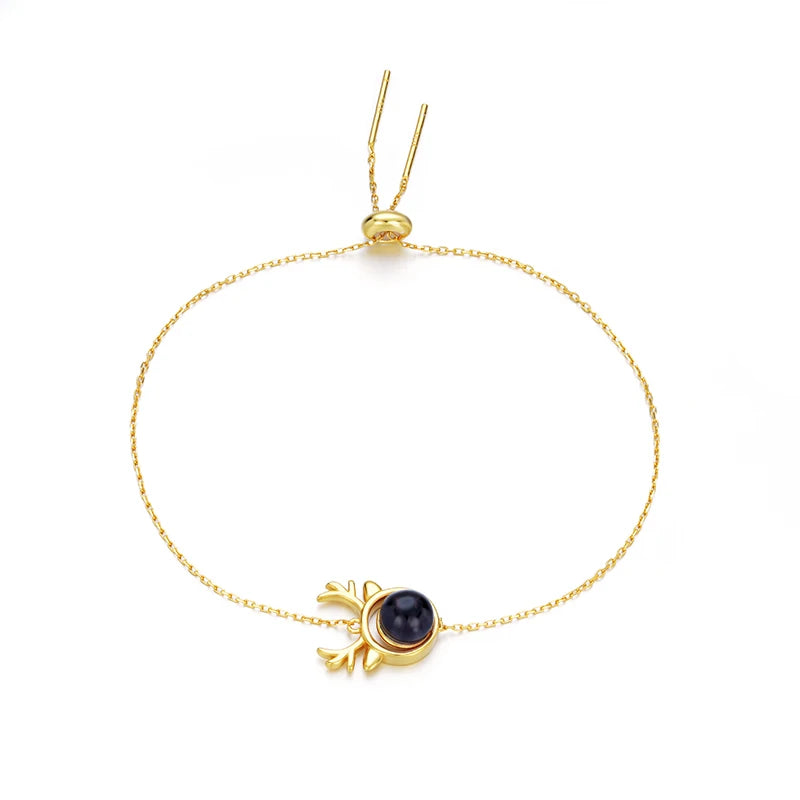 Adjustable 18k Plated Antlers Bracelet Amethyst Jewelry