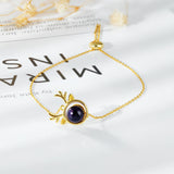 Adjustable 18k Plated Antlers Bracelet Amethyst Jewelry