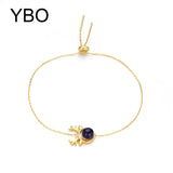 Adjustable 18k Plated Antlers Bracelet Amethyst Jewelry