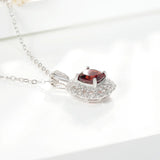 925 Silver Garnet Pendant Necklace Clavicle Chain Party Jewel