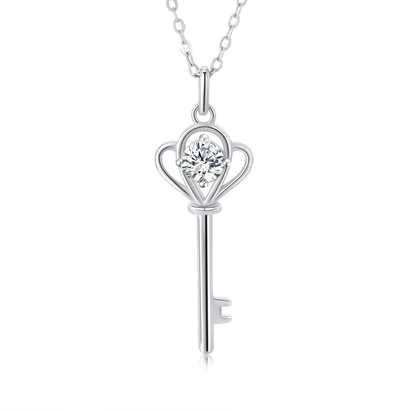 Moissanite Key Pendant 925 Silver Necklace