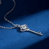 Moissanite Key Pendant 925 Silver Necklace