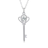 Moissanite Key Pendant 925 Silver Necklace