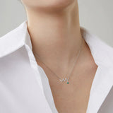 925 Silver Necklace Natural Emerald cz Curved Pendants Wedding Dating Jewel