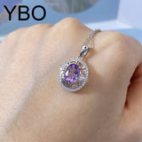 Amethyst Stone Clavicle Chain Necklace 925 Sterling Silver Pendant