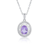 Amethyst Stone Clavicle Chain Necklace 925 Sterling Silver Pendant