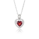 Garnet Heart Stone Pendant Necklace Sterling Silver 925 Jewelry