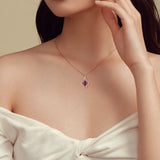 Garnet Amethyst Pyrope Pendant Necklace 925 Silver Rose Plated Jewelry