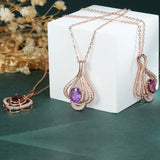 Garnet Amethyst Pyrope Pendant Necklace 925 Silver Rose Plated Jewelry