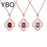 Garnet Amethyst Pyrope Pendant Necklace 925 Silver Rose Plated Jewelry