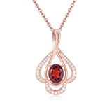 Garnet Amethyst Pyrope Pendant Necklace 925 Silver Rose Plated Jewelry