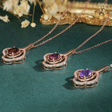 Garnet Amethyst Pyrope Pendant Necklace 925 Silver Rose Plated Jewelry