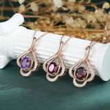 Garnet Amethyst Pyrope Pendant Necklace 925 Silver Rose Plated Jewelry