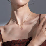 Gemstone Necklace 925 Silver Amethyst Peridot Pentagram Pendant