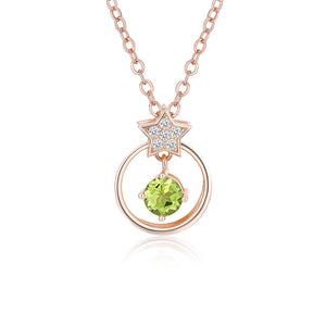 Gemstone Necklace 925 Silver Amethyst Peridot Pentagram Pendant